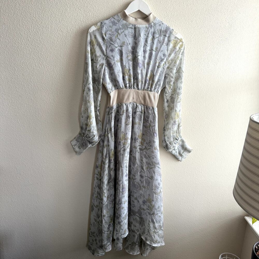 GRL Sheer Floral Chiffon Dress- Medium